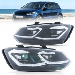 VLAND UK 09-18 VW Polo MK5 6R 6C Full LED Headlights Golf MK7.5 Style