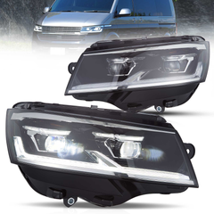 VLAND UK 2019-2024 VW Transporter T6.1 (facelift) LED Dual Beam Projector Headlights Black with E-Mark