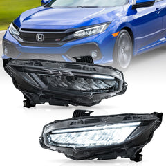 VLAND UK LED Reflection Bowl Headlights For 2016-2021 Honda Civic