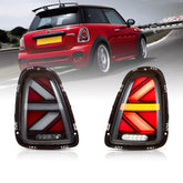 VLAND UK LED Taillights For 2007-2013 Mini Cooper(Hatch) R56 R57 R58 R59 With Amber Sequential Turn Signal with E-Mark
