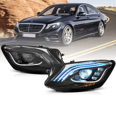 Vland UK14-17 Mercedes-Benz S-Class W222 Vland LED Dual Beam Matrix Headlights Black With Sequential Turn Signal with E-Mark