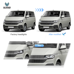 VLAND UK 2019-2024 VW Transporter T6.1 (facelift) LED Dual Beam Projector Headlights Black with E-Mark
