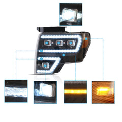 VLAND UK LED Matrix Projector Headlights Ford F150 2009-2014