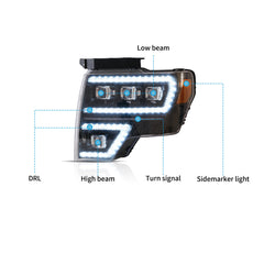 VLAND UK LED Matrix Projector Headlights Ford F150 2009-2014