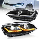 VLAND UK 15-17 Volkswagen Golf 7th Gen (Mk7,Typ 5G) Vland Projector Headlights Black with E-Mark