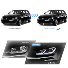 VLAND UK Full LED Headlights For Volkswagen 2015-2017 Golf MK7 Halogen Models (Europe is 2013-2016) with E-Mark