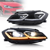 VLAND UK 18-21 VW Golf MK7.5 Full LED Headlights No Bulb Needed with E-Mark