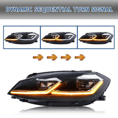 VLAND UK 18-21 VW Golf MK7.5 Full LED Headlights No Bulb Needed with E-Mark