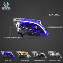 VLAND UK LED Headlights For 16-23 Mercedes Benz Metris/Vito W447 With Blue DRL