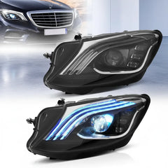Vland UK14-17 Mercedes-Benz S-Class W222 Vland LED Dual Beam Matrix Headlights Black With Sequential Turn Signal with E-Mark