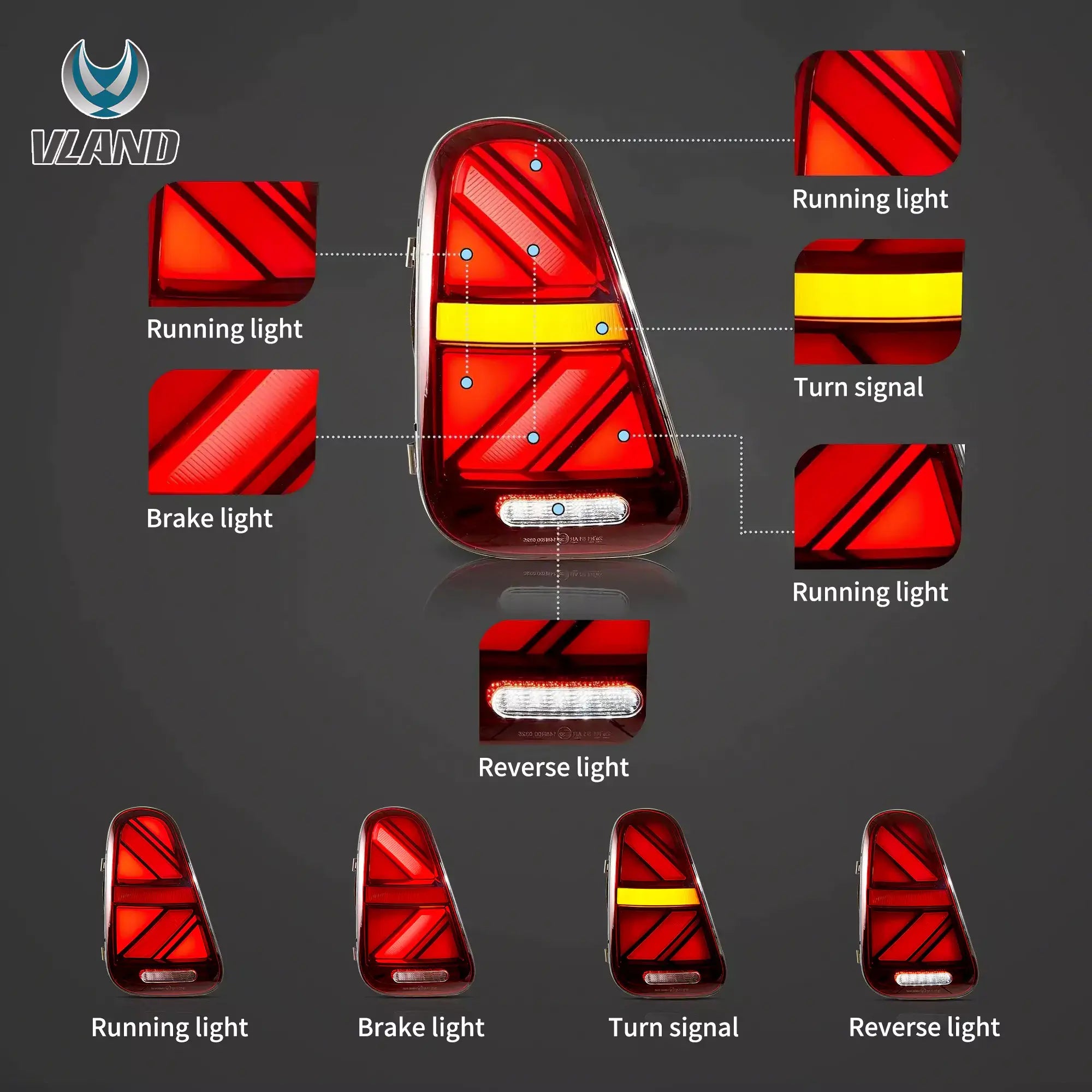 VLAND UK 01-06 Mini R Series 1th Gen(R50 R52 R53)  LED Tail Lights