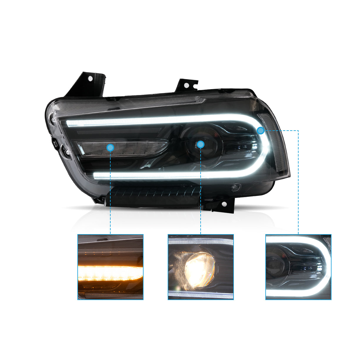 VLAND UK LED Headlights Dodge Charger 2011-2014 RGB Style