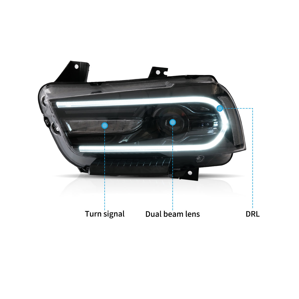 VLAND UK LED Headlights Dodge Charger 2011-2014 RGB Style
