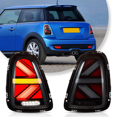 VLAND UK LED Taillights For 2007-2013 Mini Cooper(Hatch) R56 R57 R58 R59 With Amber Turn Signal with E-Mark