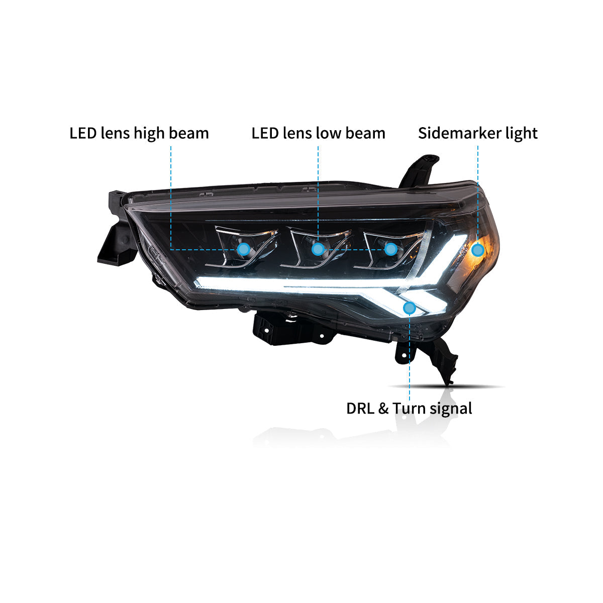 VLAND UK LED Projector Headlights for 2014-2024 Toyota 4Runner