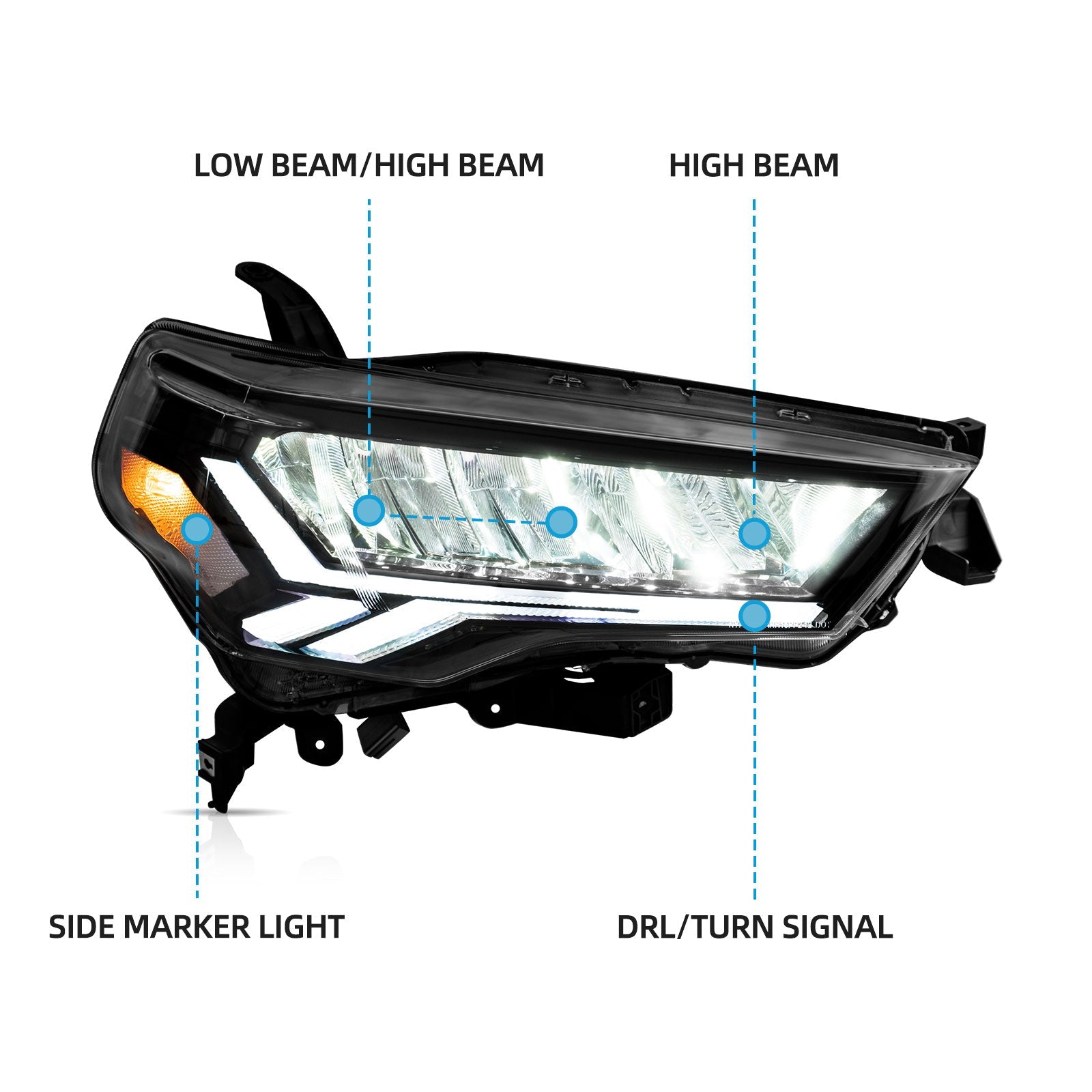 VLAND UK LED Headlights For Toyota 4Runner 2014-2024
