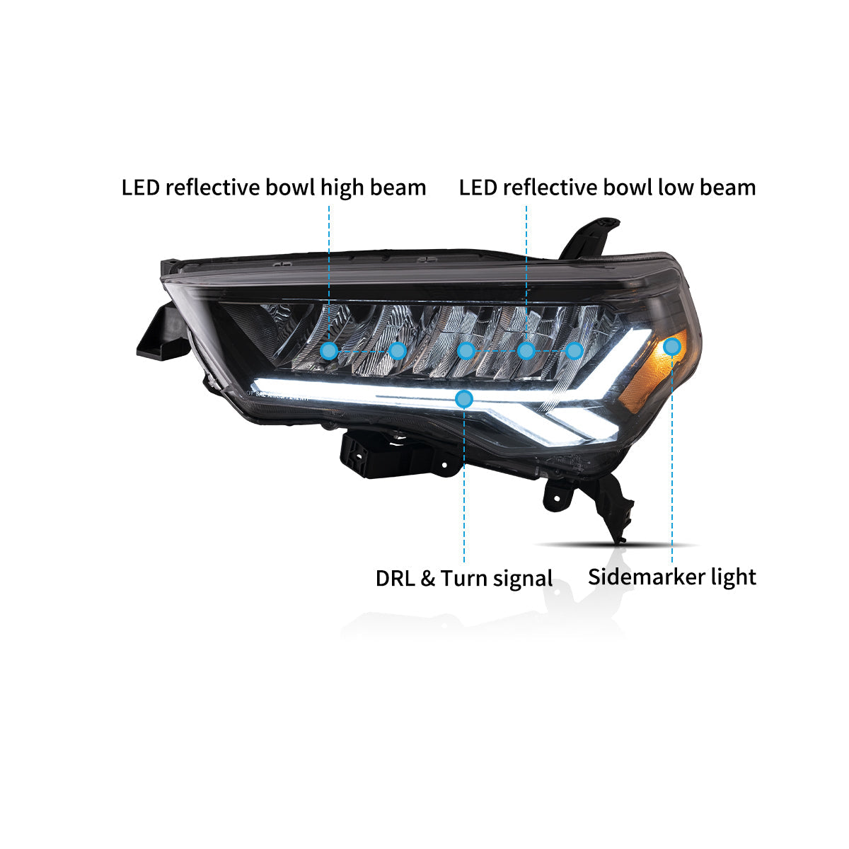 VLAND UK LED Headlights For Toyota 4Runner 2014-2024