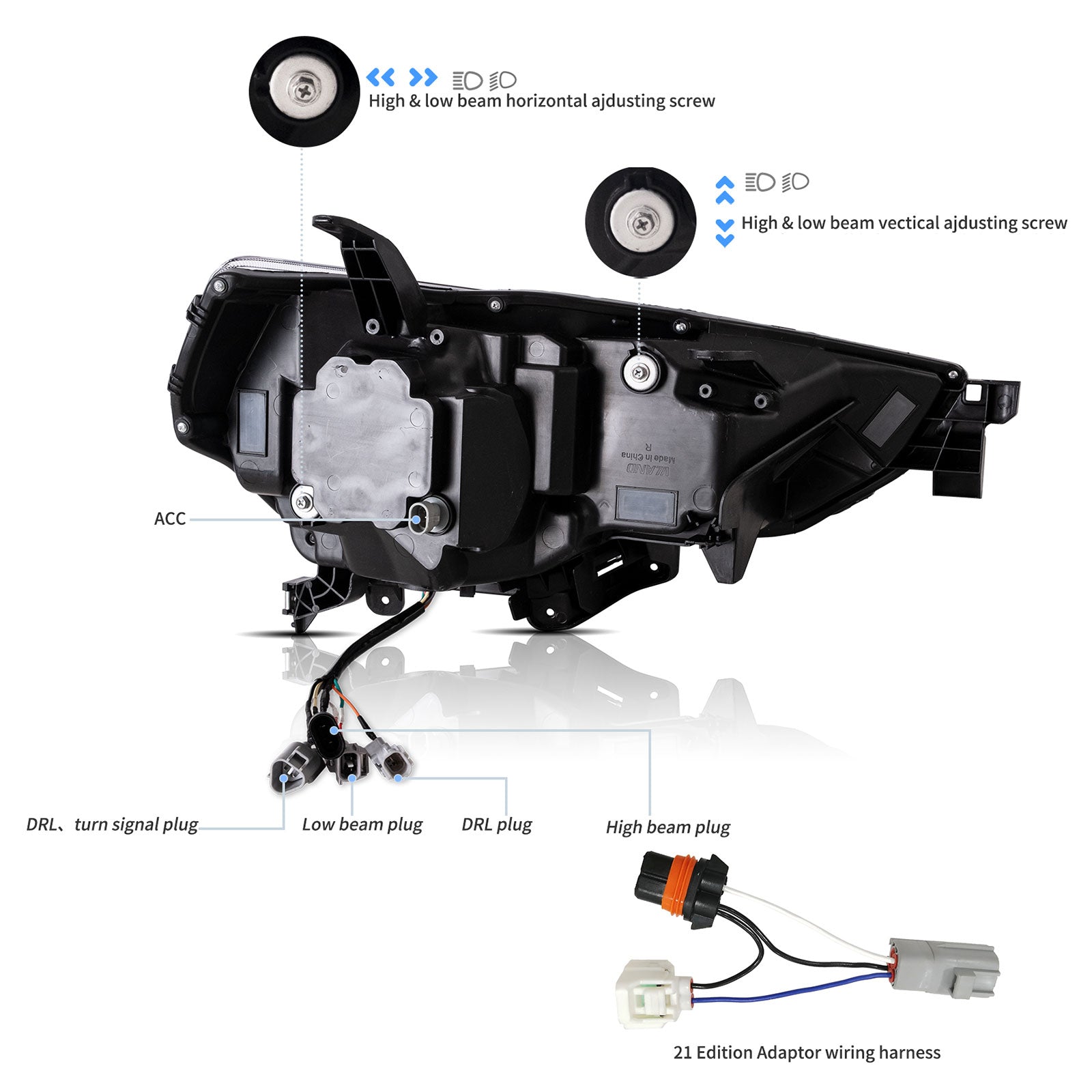 VLAND UK LED Projector Headlights for 2014-2024 Toyota 4Runner