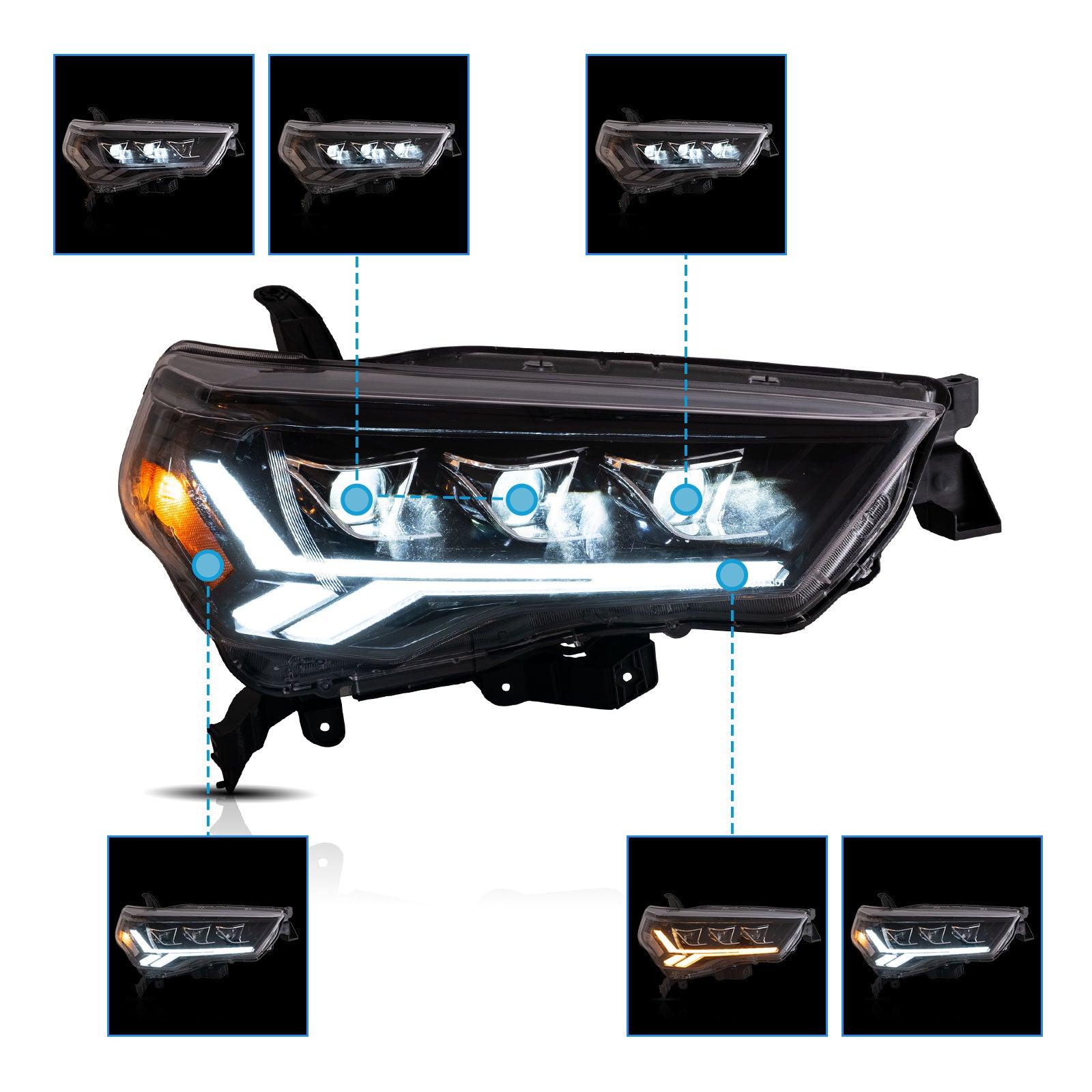VLAND UK LED Projector Headlights for 2014-2024 Toyota 4Runner