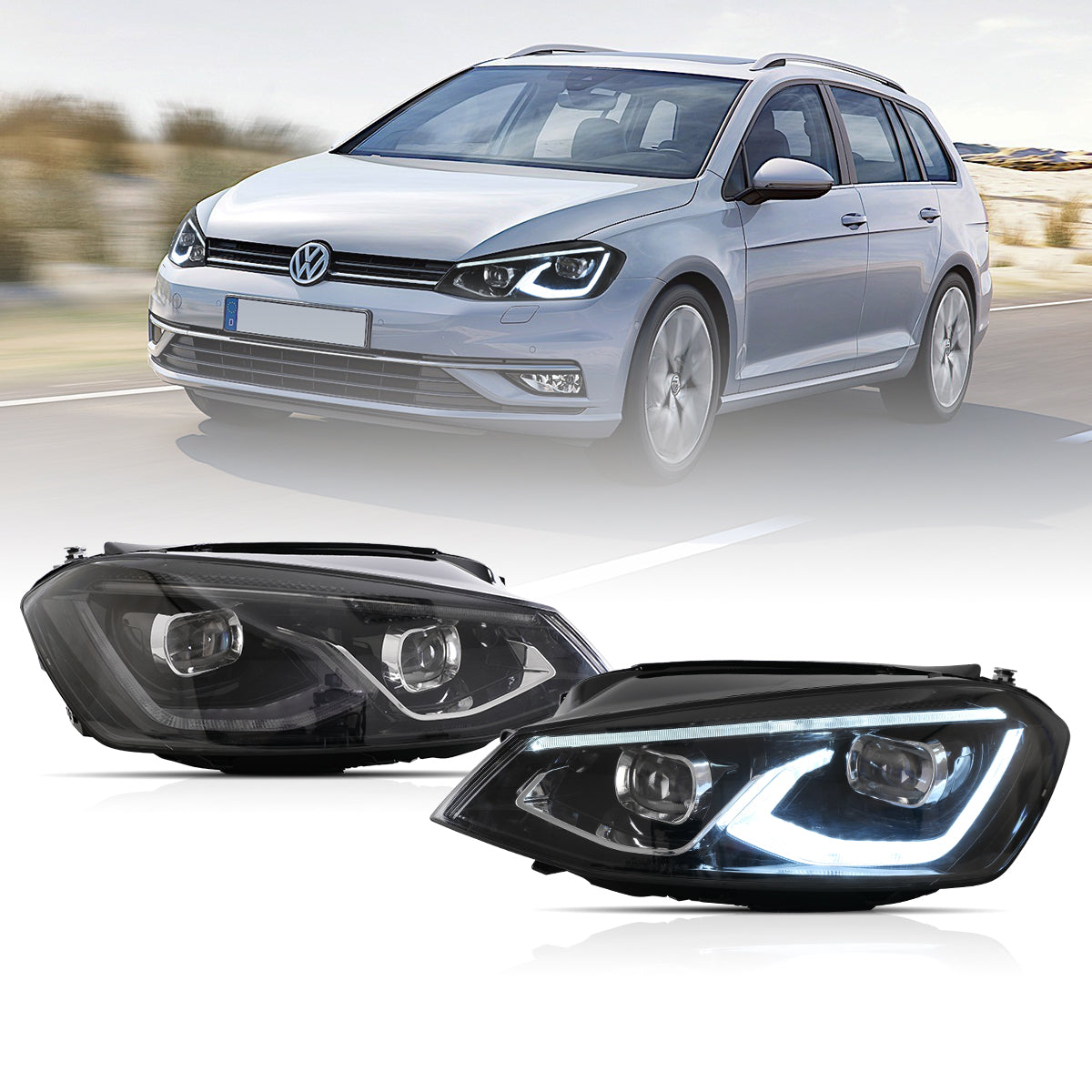 VLAND UK LED Headlights  2015-2017 Volkswagen Golf 7 / MK7 with E-Mrak