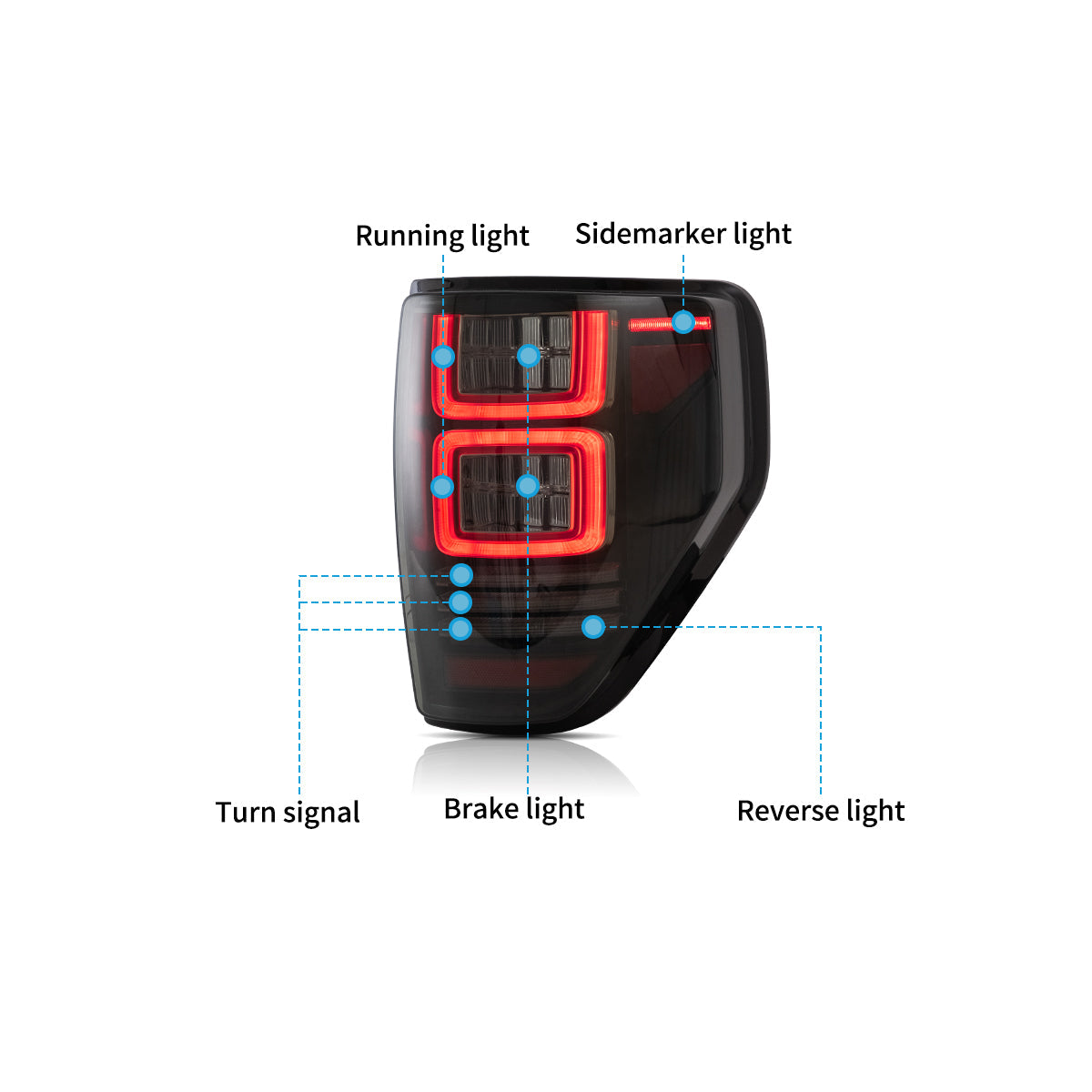 VLAND UK LED Tail Lights Ford F150 2009-2014 12th Gen