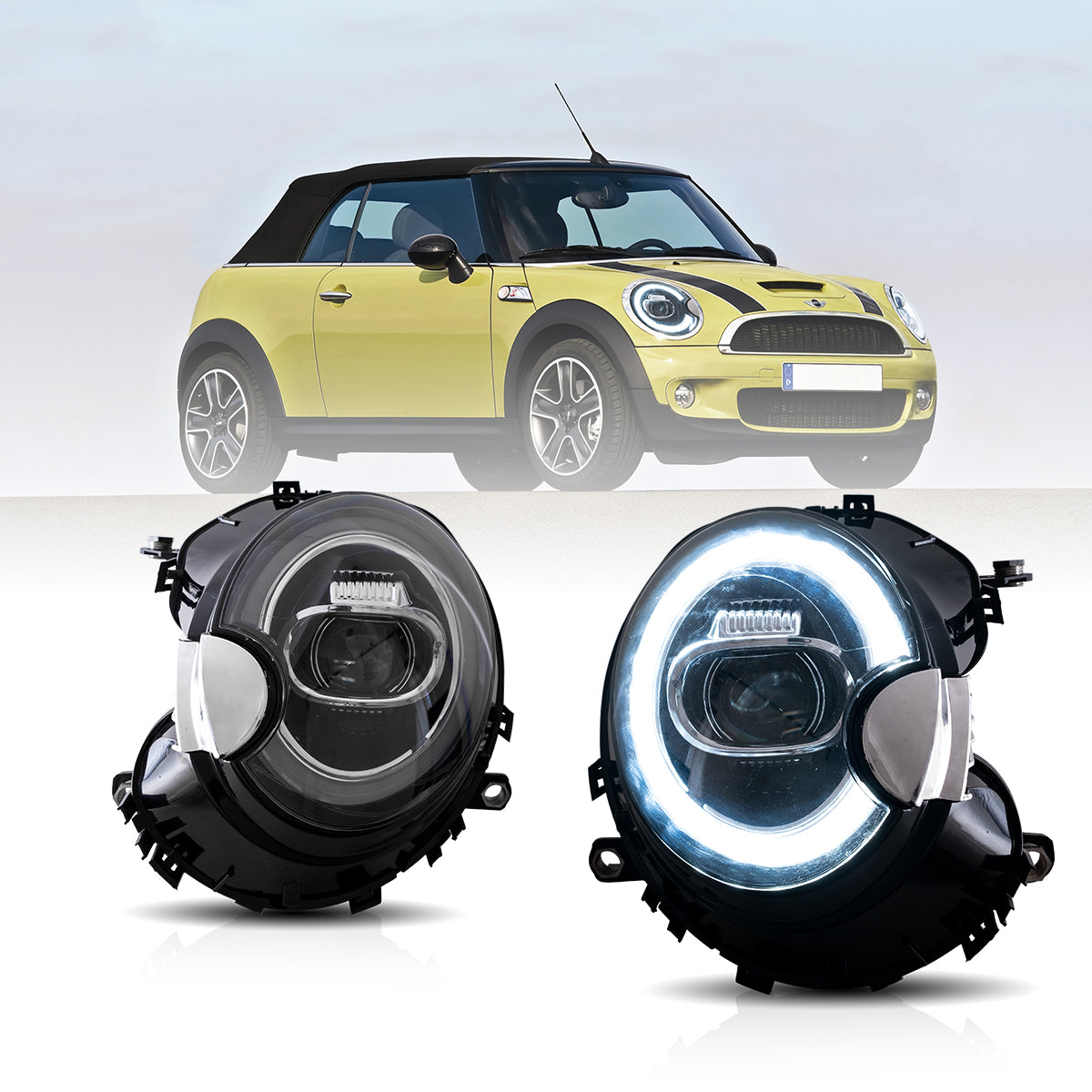 VLAND UK LED Headlights 2007-2013 Mini Cooper 2th Gen(R55 R56 R57 R58 R59) with E-Mark
