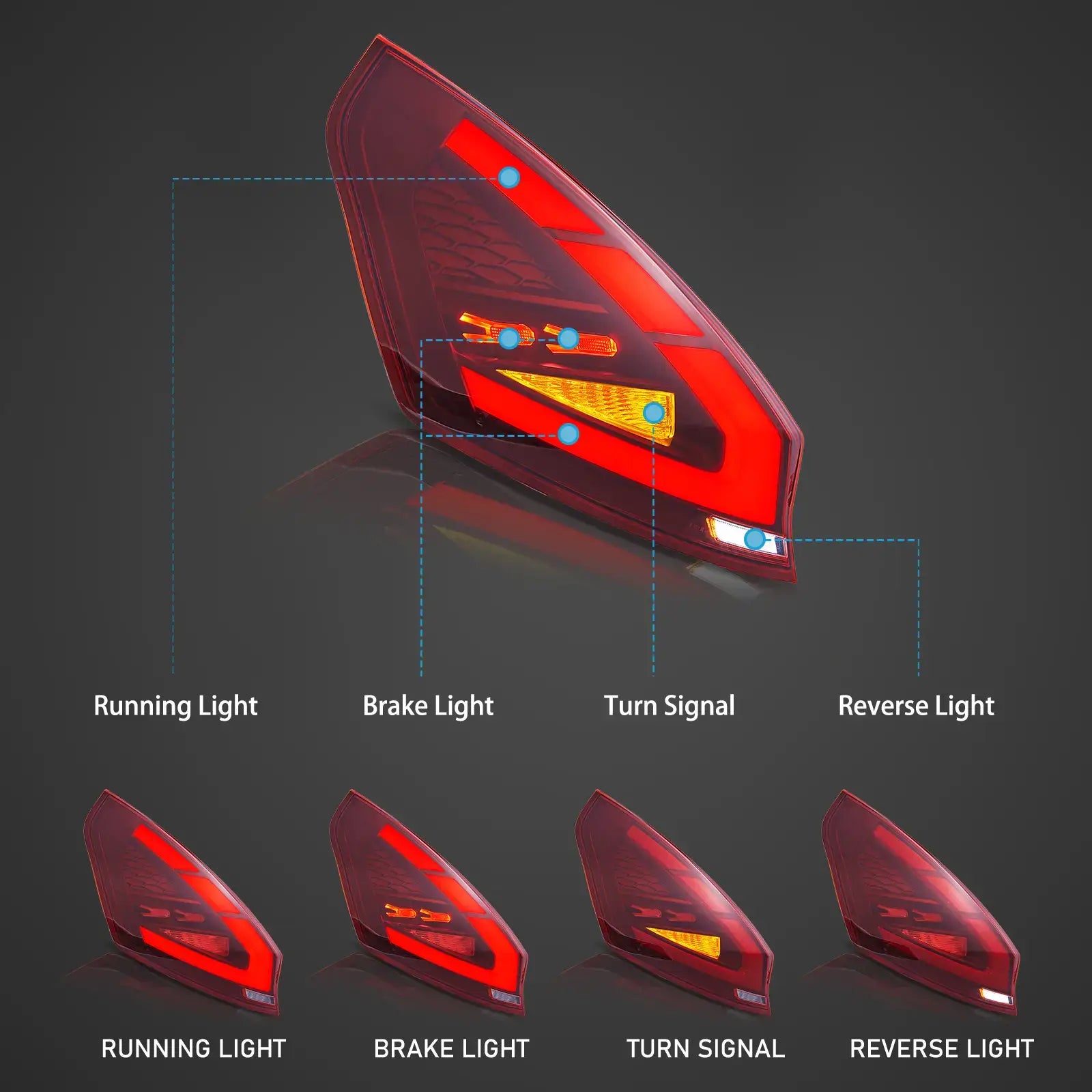 VLAND UK 09-17 Ford Fiesta Hatchback Vland LED Tail Lights