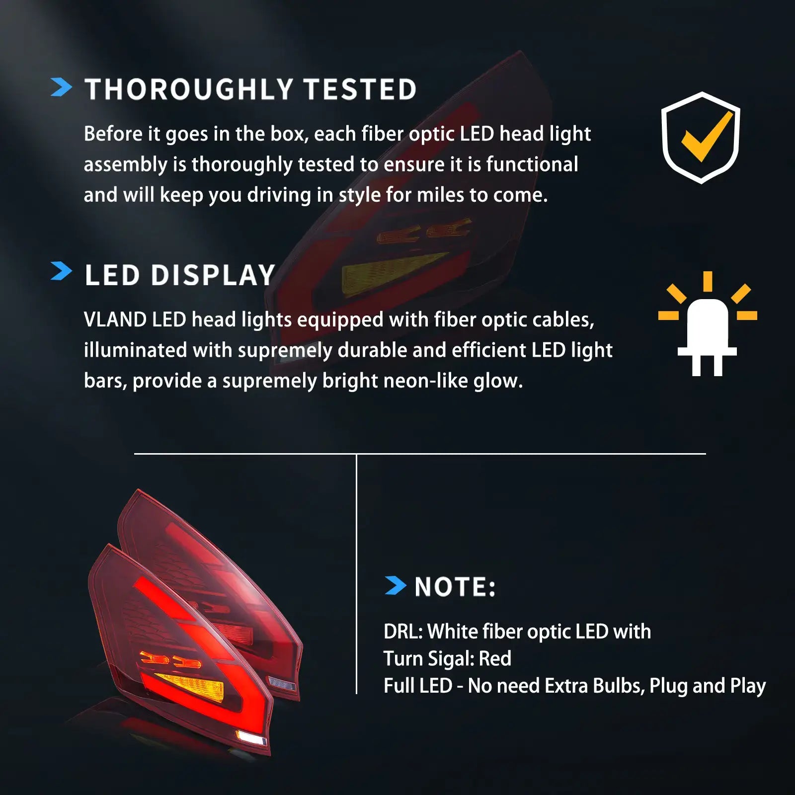 VLAND UK 09-17 Ford Fiesta Hatchback Vland LED Tail Lights