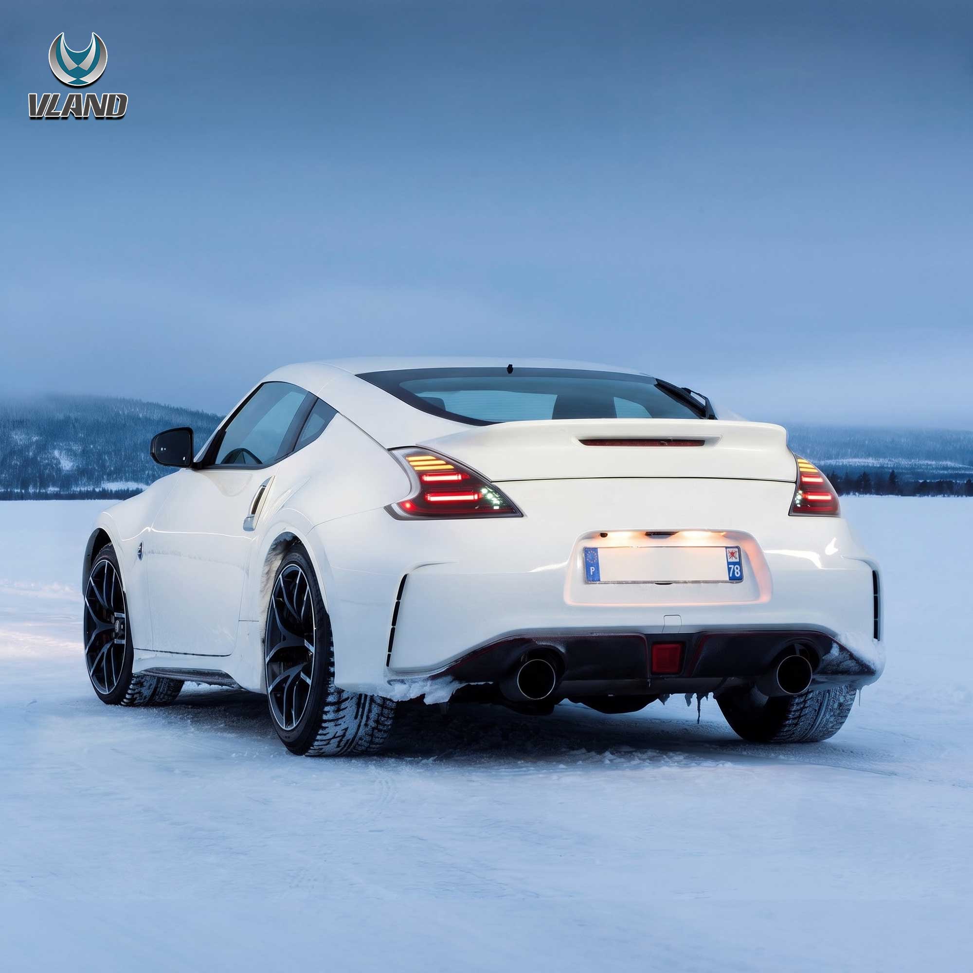VLAND UK Smoked LED Tail Lights For NISSAN 370Z 2009-2020 w/Sequential & Animation