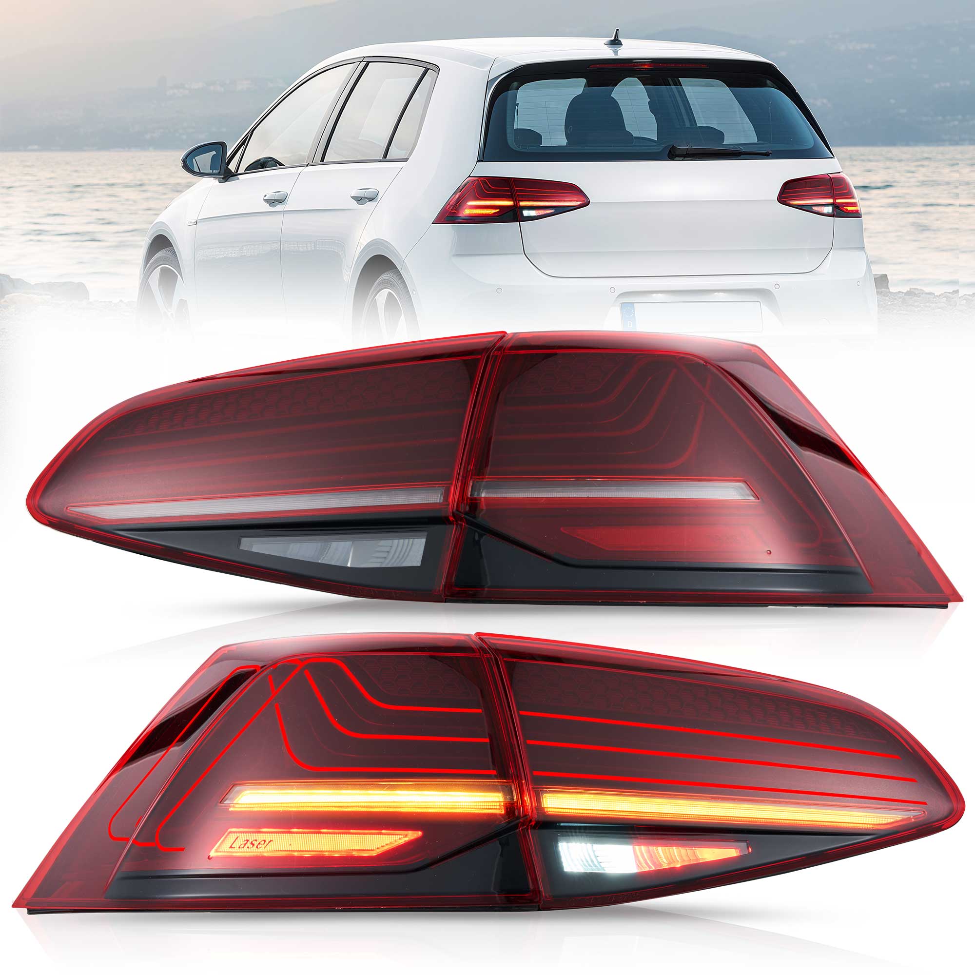 VLAND UK 13-21 VW Golf MK7 MK7.5 Hatchback Vland Laser Tail Lights With Sequential Turn Signals