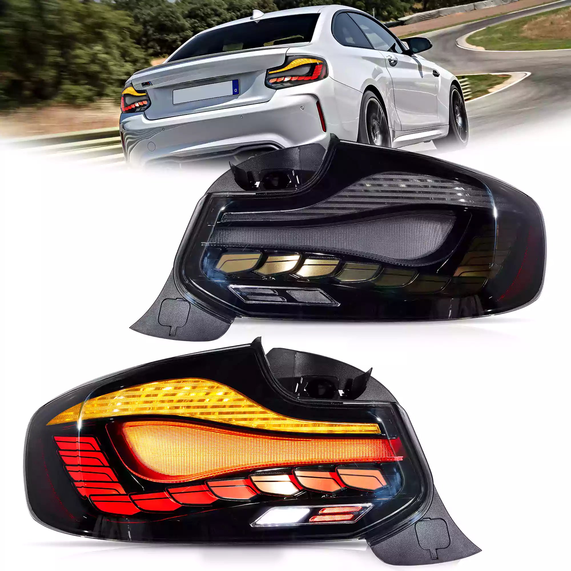 VLAND UK 2014-2021 BMW 2 Series F22 F23 M2 F87 OLED Tail Lights W/ Dynamic Lighting (GTS Style) with E-Mark