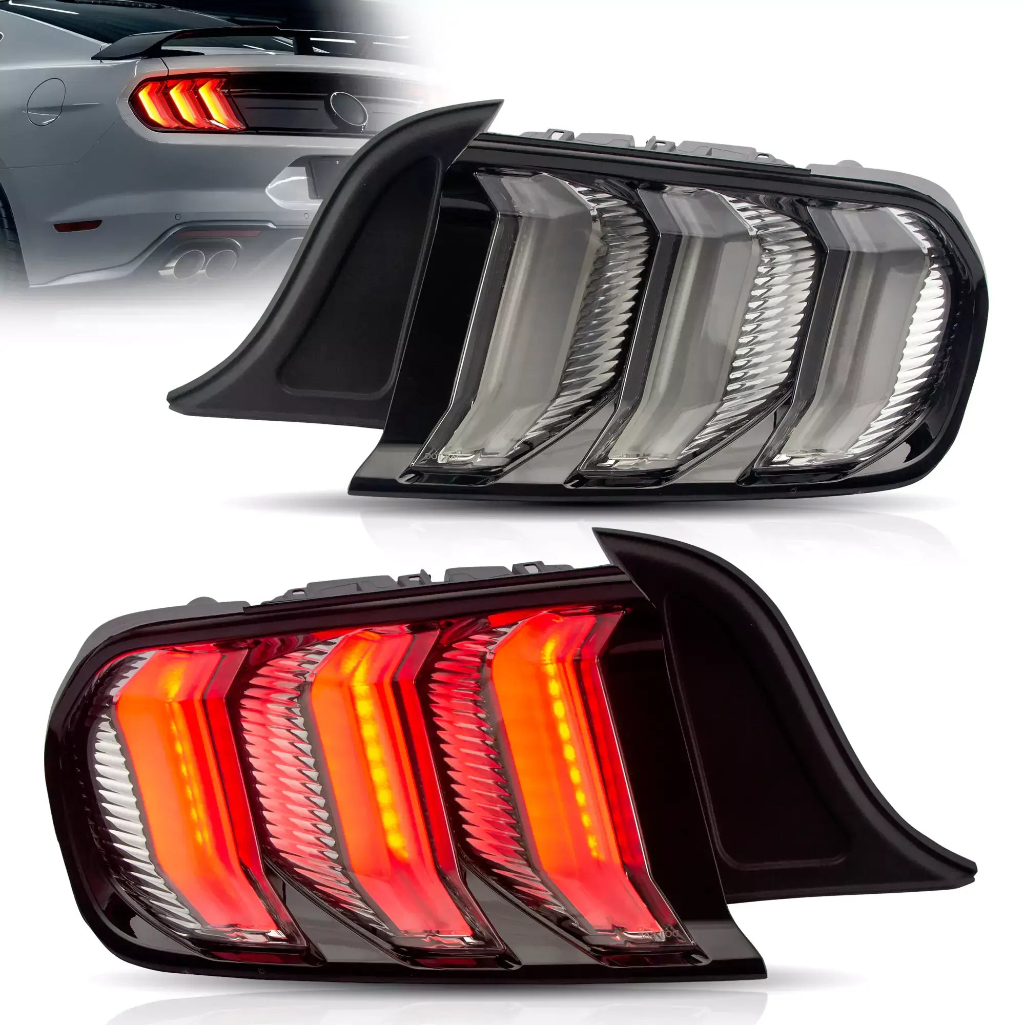 Vland UK 2015-2023 Ford Mustang S550 LED Tail Lights w/5 modes Turn Signal