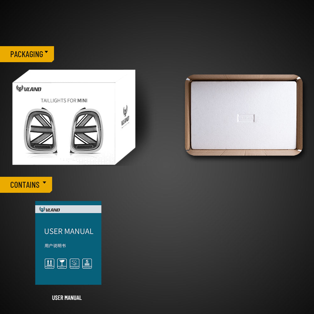 VLAND UK Full LED Taillights For 2014-2019 Mini Cooper Hatch F55 F56 F57