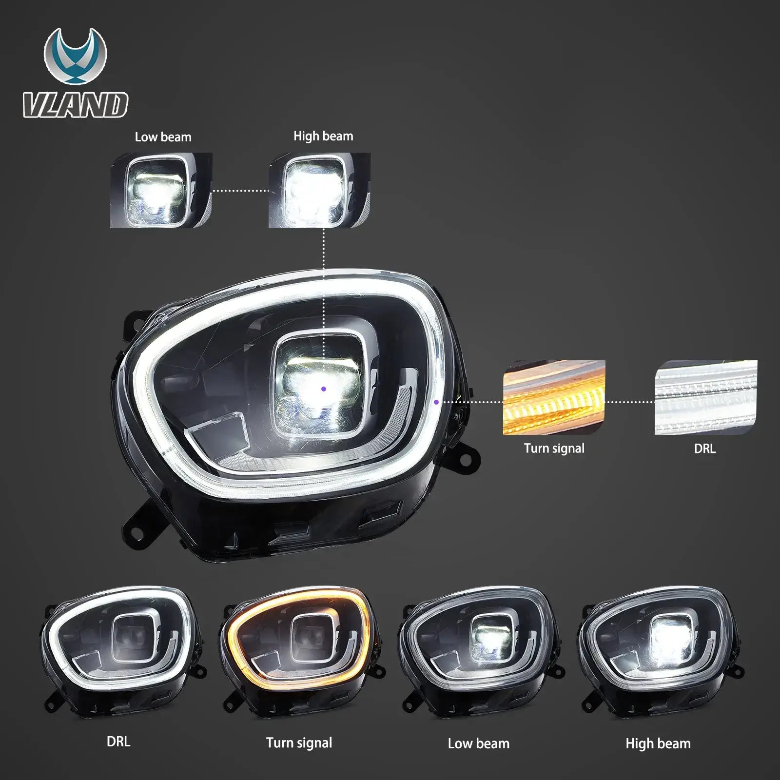 VLAND UK 17-20 Mini Countryman F60  Full LED Dual Beam Projector Headlights