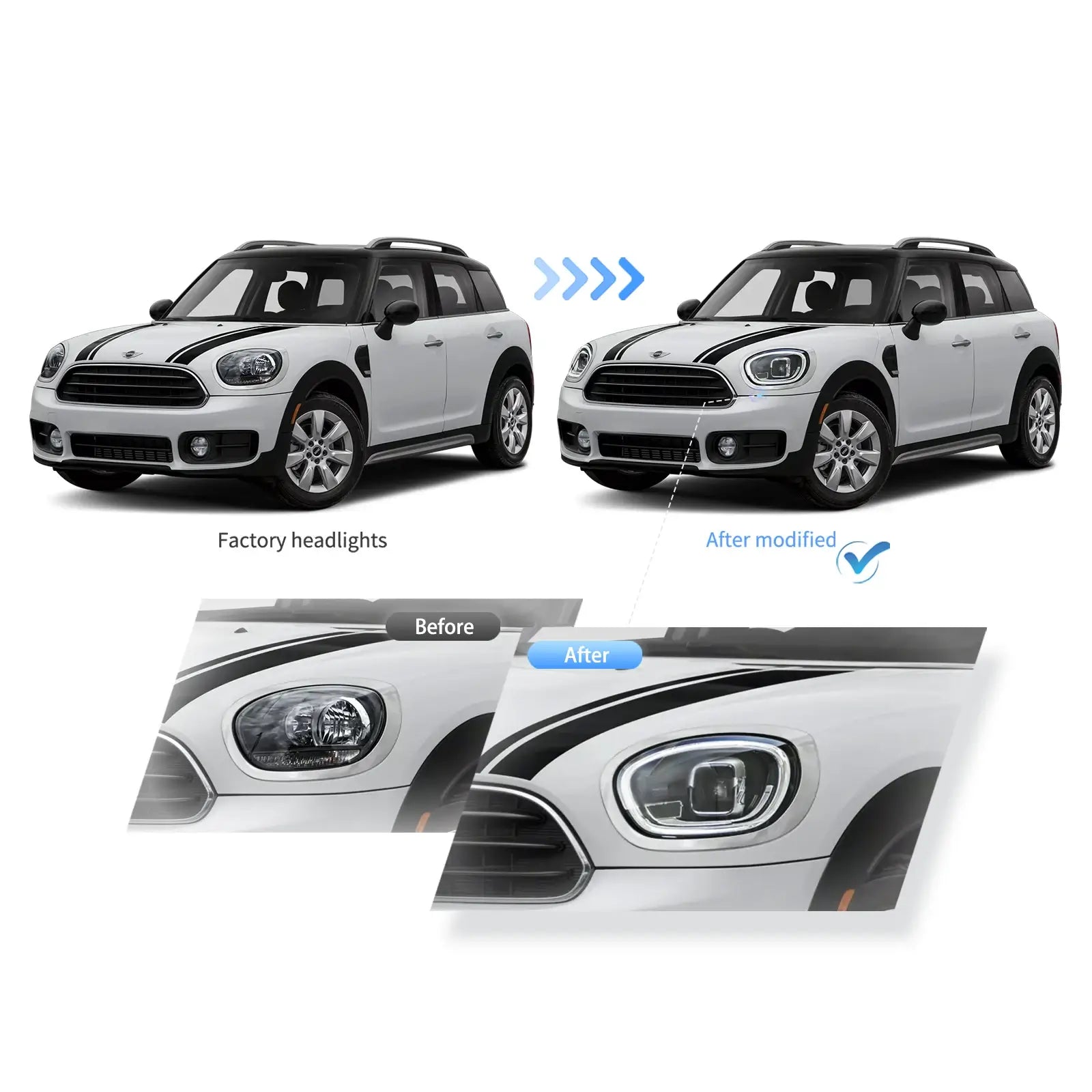 VLAND UK 17-20 Mini Countryman F60  Full LED Dual Beam Projector Headlights
