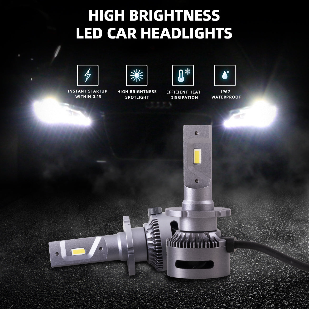 VLAND UK 2PCs D2S/H7/9005 LED Headlight Bulbs 35W 6000K Super Bright