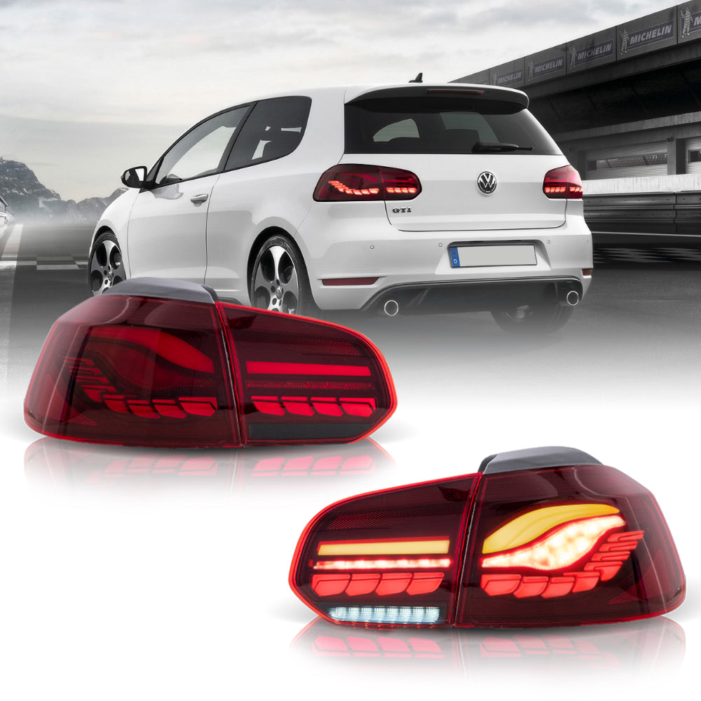 VLAND UK LED Tail Lights for Volkswagen Golf 6 MK6 2009-2014 (GTS Style) with E-Mark