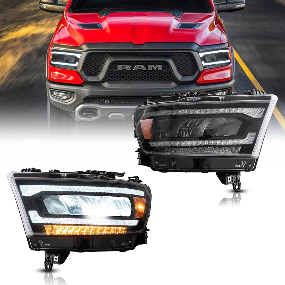 VLAND UK LED Headlights Dodge RAM 1500 2019-2024 with E-Mark