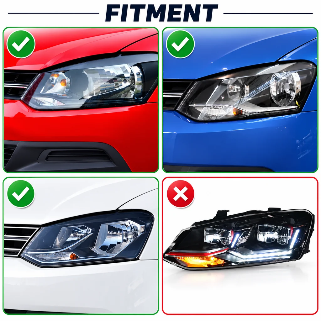 VLAND UK 09-18 VW Polo MK5 6R 6C Full LED Headlights Golf MK7.5 Style