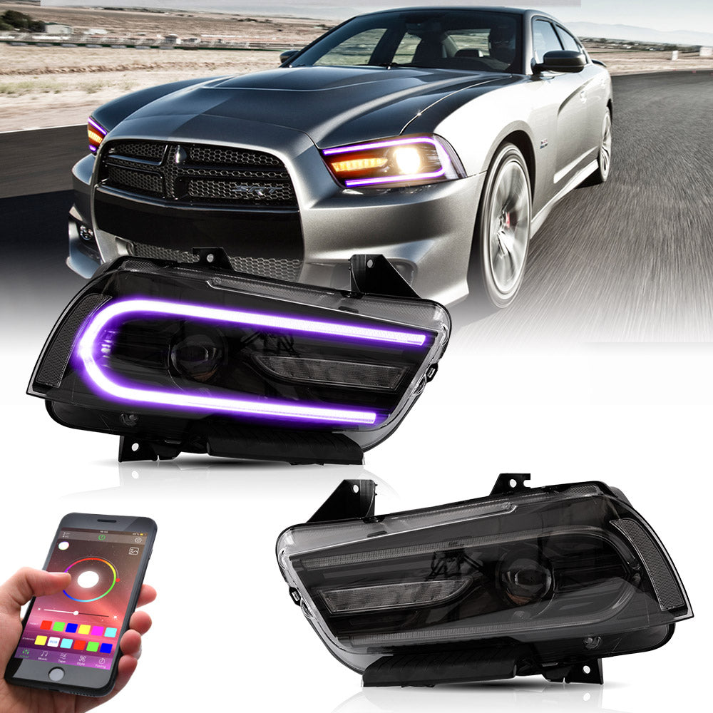 VLAND UK LED Headlights Dodge Charger 2011-2014 RGB Style
