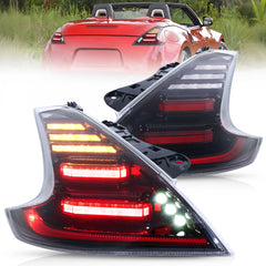 VLAND UK Smoked LED Tail Lights For NISSAN 370Z 2009-2020 w/Sequential & Animation