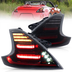 VLAND UK Smoked LED Tail Lights For NISSAN 370Z 2009-2020 w/Sequential & Animation
