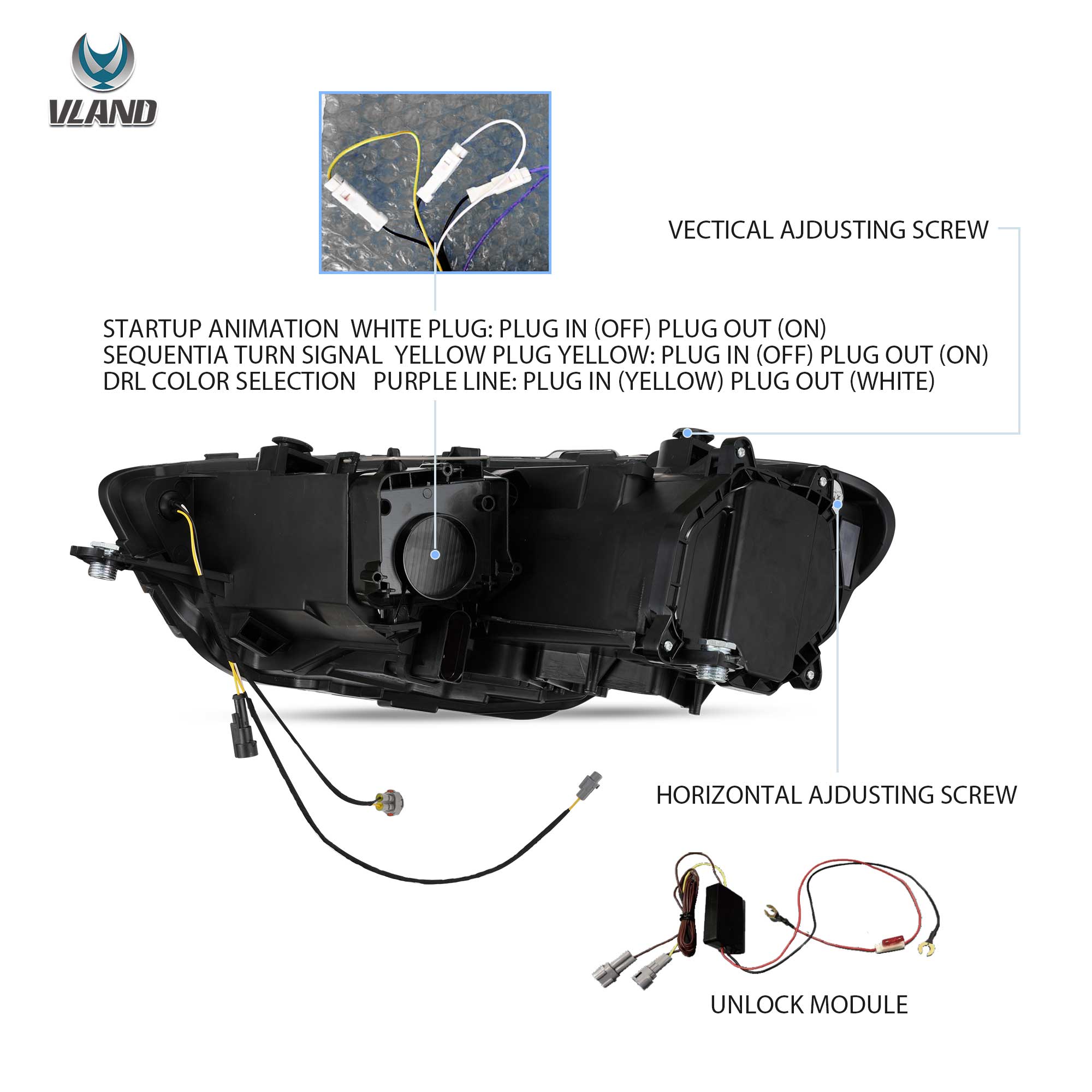 VLAND UK 09-14 VW Scirocco LED Headlights With Start-up animation