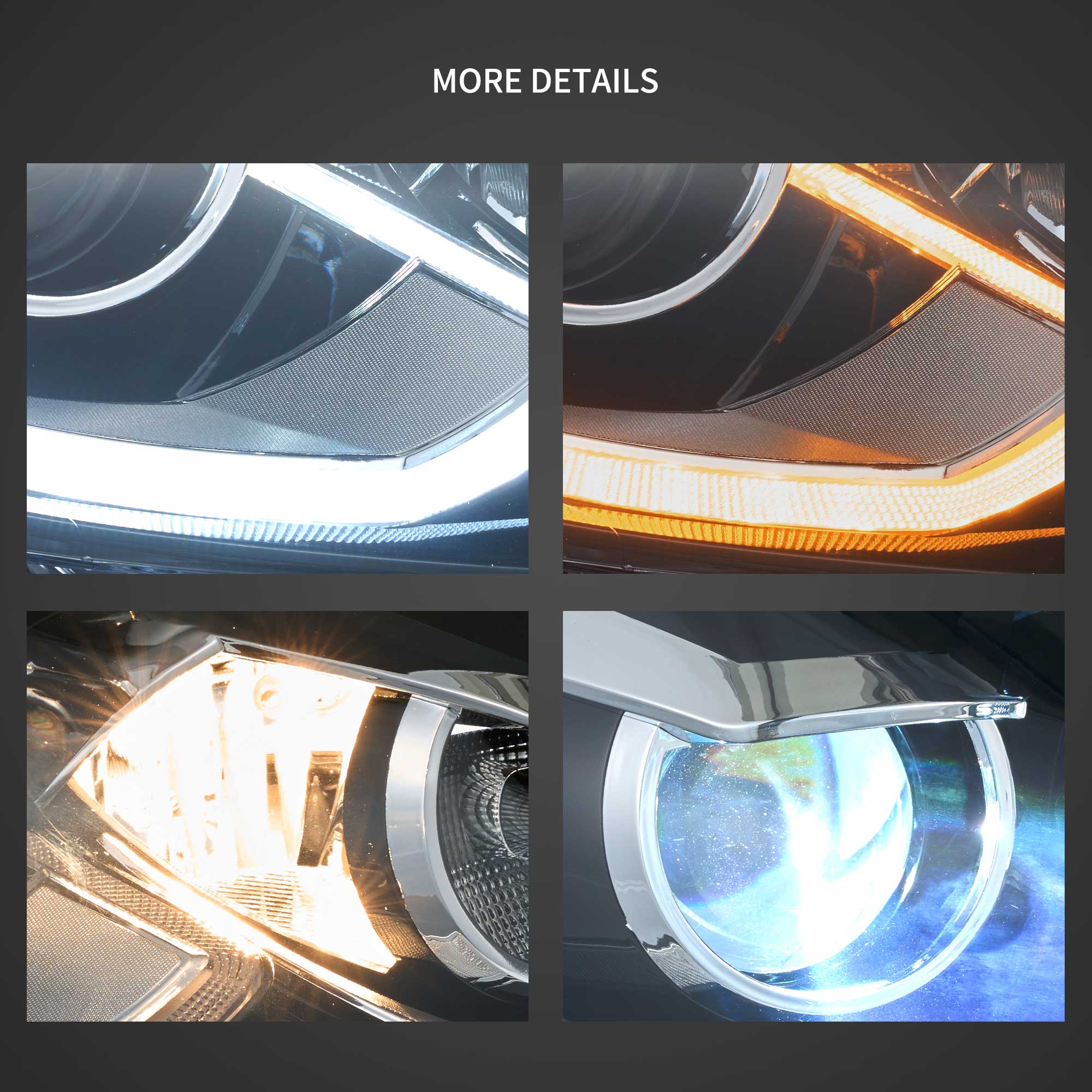 VLAND UK 09-14 VW Scirocco LED Headlights With Start-up animation