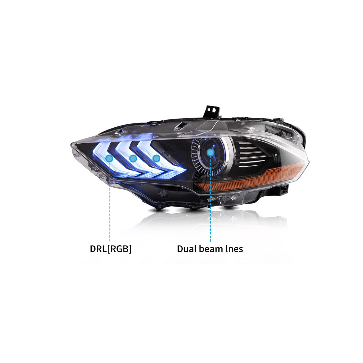 VLAND UK LED Headlights  Ford Mustang 2018-2023 RGB selectable