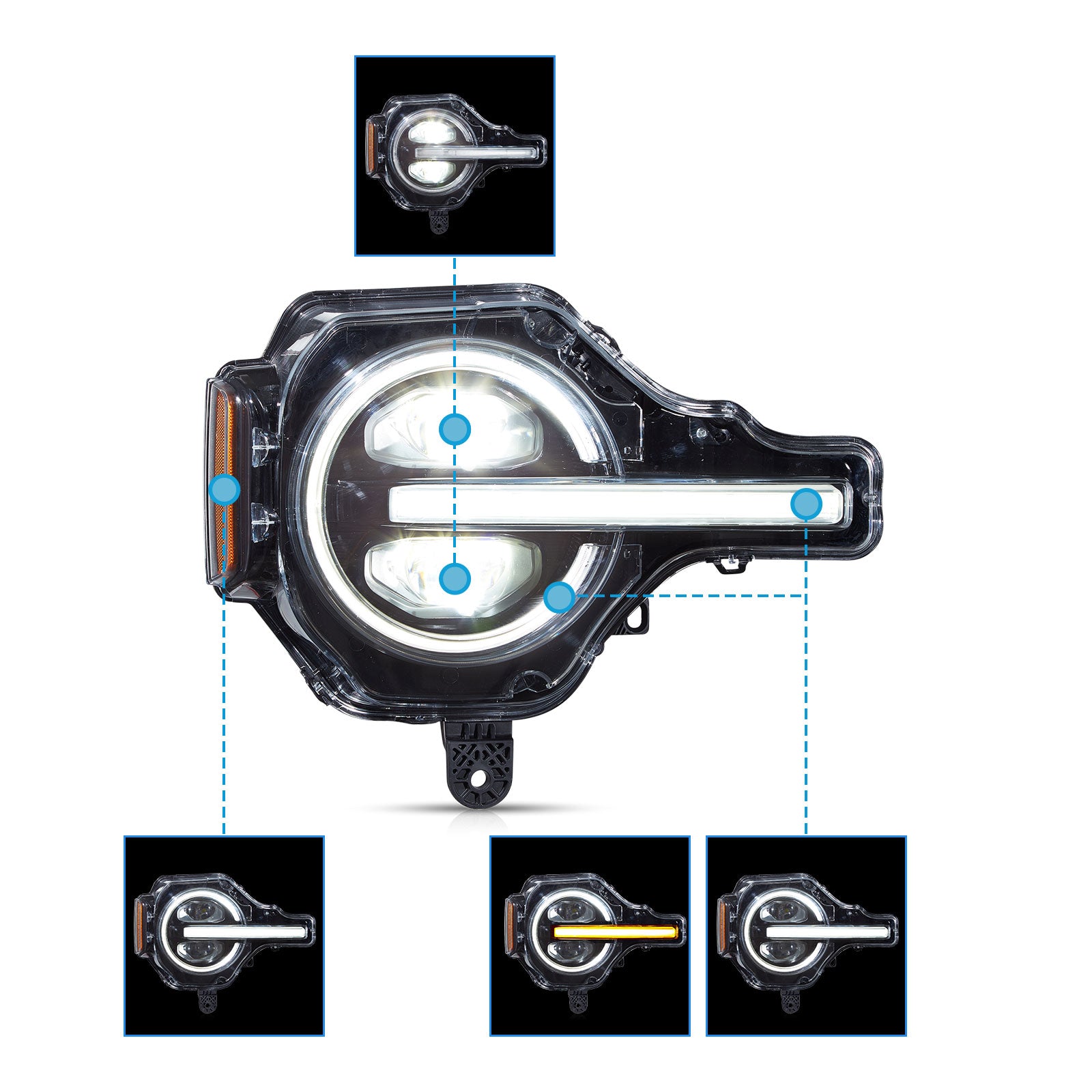 VLAND UK 2021-2024 Ford Bronco RGB LED Projector Headlight-Only Left Hand