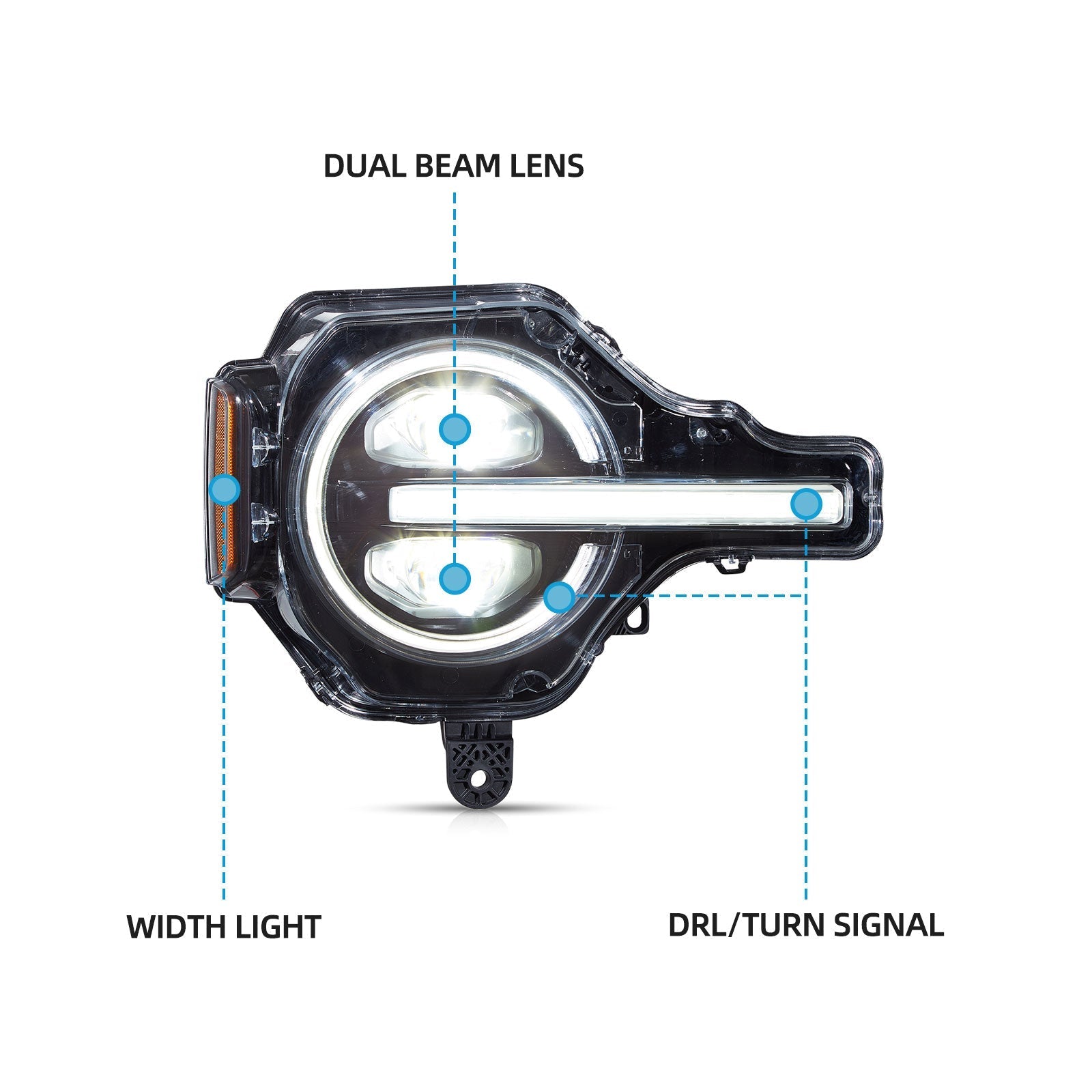 VLAND UK 2021-2024 Ford Bronco RGB LED Projector Headlight-Only Left Hand