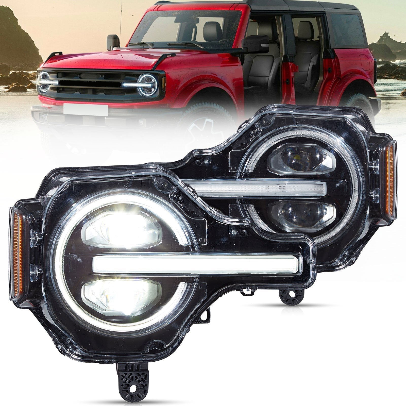 VLAND UK 2021-2024 Ford Bronco RGB LED Projector Headlight-Only Left Hand