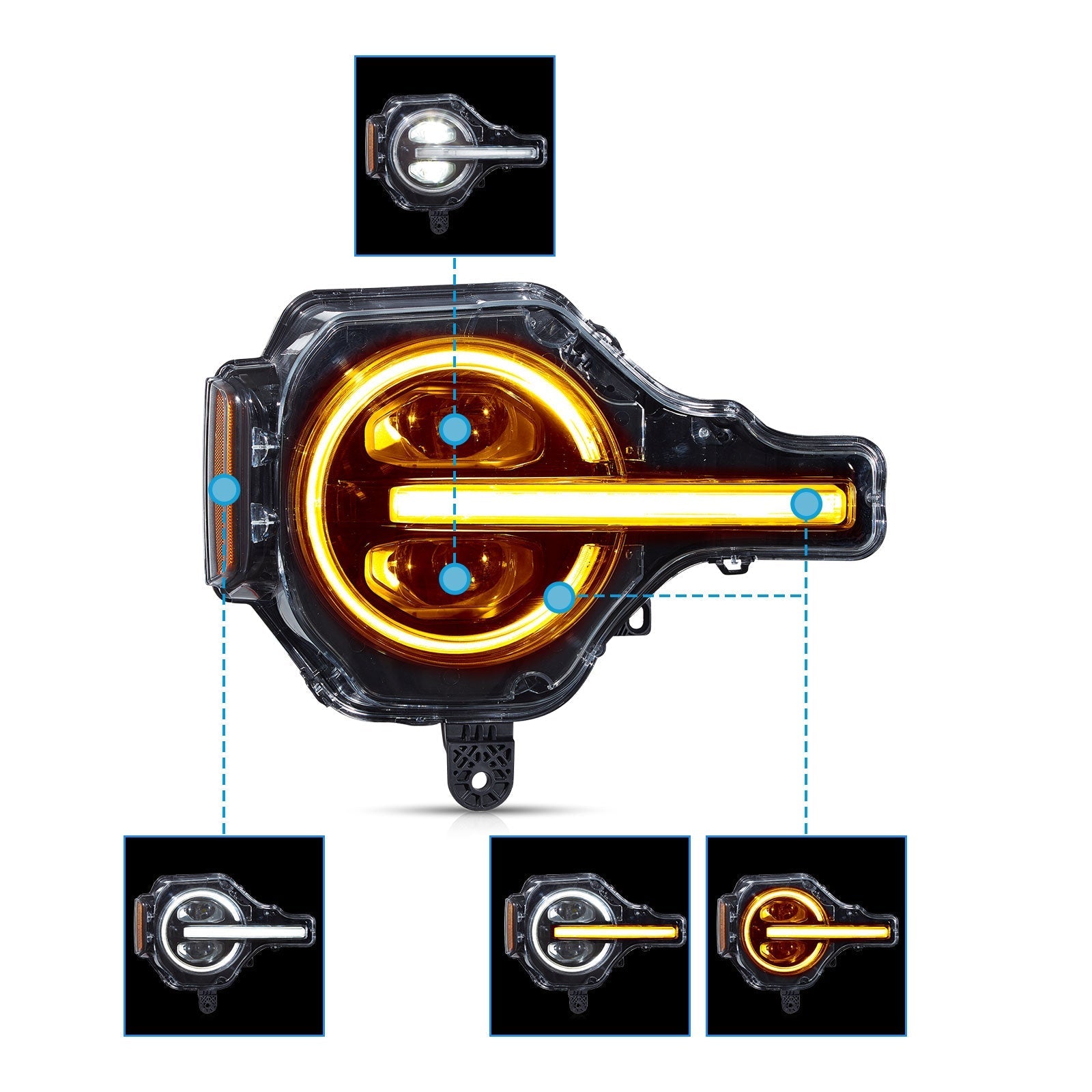 VLAND UK 2021-2024 Ford Bronco RGB LED Projector Headlight-Only Left Hand