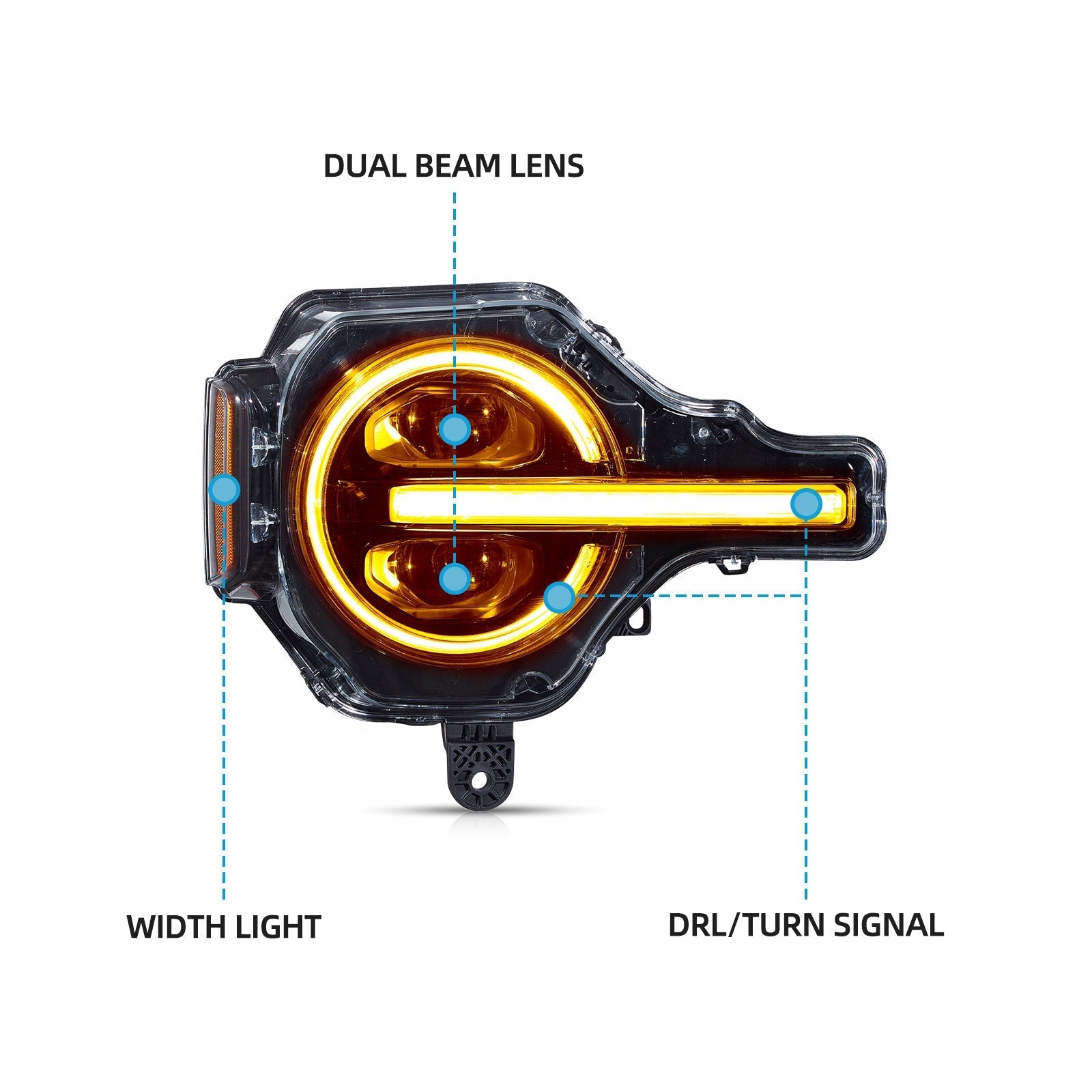 VLAND UK 2021-2024 Ford Bronco RGB LED Projector Headlight-Only Left Hand
